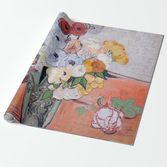 Vincent van Gogh - Vas med Ro och Anemones Presentpapper (Utrullad)
