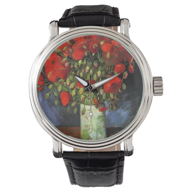 Vincent Van Gogh Vas med rödpoppies Armbandsur (Framsida)