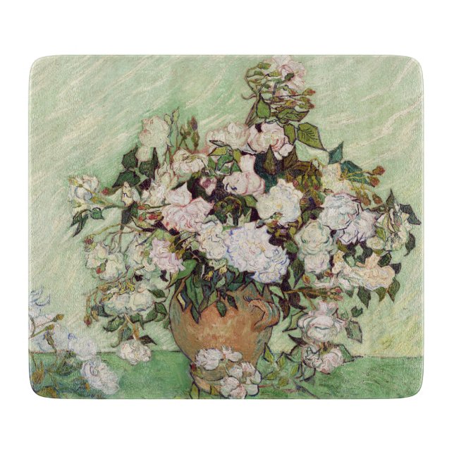 Vincent Van Gogh Vas med Rosa ros Blommigt Art (Framsidan)