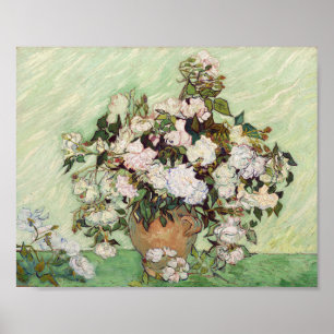 Vincent Van Gogh Vas med Rosa ros Blommigt Art Poster