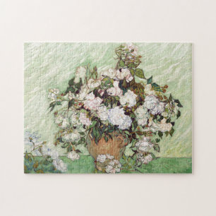Vincent Van Gogh Vas med Rosa ros Blommigt Art Pussel