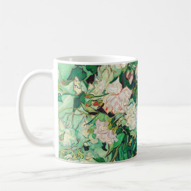 Vincent Van Gogh Vas med Rosa ros Fine Art Kaffemugg (Vänster)