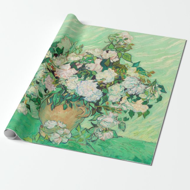 Vincent Van Gogh Vas med Rosa ros Fine Art Presentpapper (Utrullad)