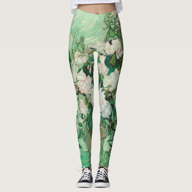 Vincent van Gogh Vas med Rosa ros GalleryHD Leggings (Framsida)