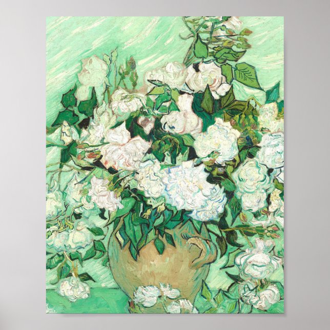 Vincent Van Gogh Vas med Rosa ros Poster (Framsidan)