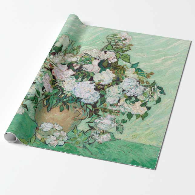 Vincent van Gogh Vas med Rosa ros Presentpapper (Utrullad)