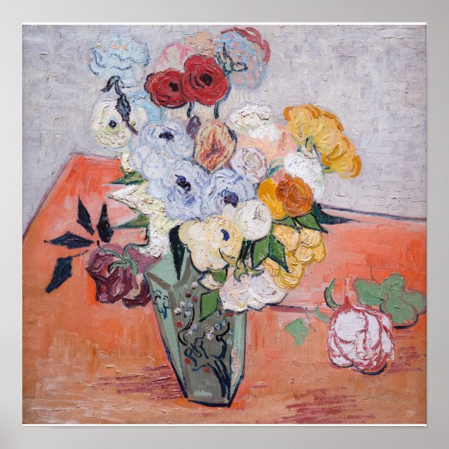 Vincent van Gogh - Vas med rosor & Anemoner Poster (Framsidan)