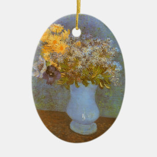 Vincent van Gogh Vas med Syren, Margareter, Anemon Julgransprydnad Keramik
