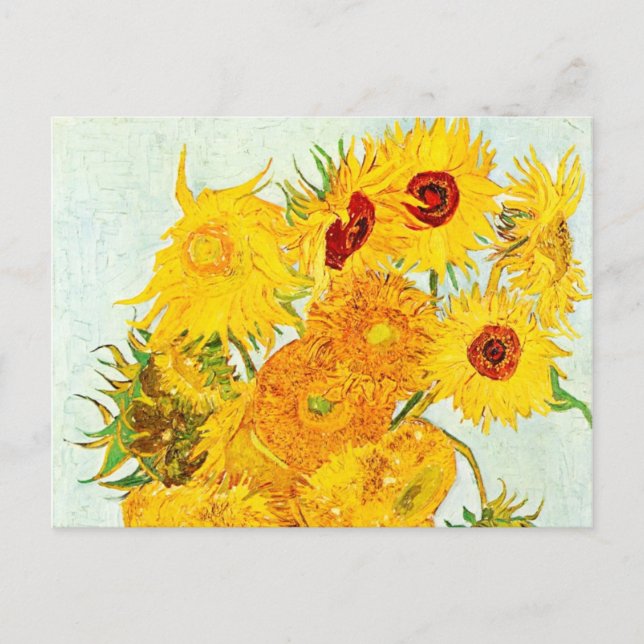 Vincent van Gogh Vas med tolv solblommor Art Vykort (Framsida)