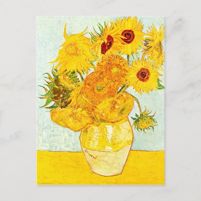 Vincent van Gogh Vas med tolv solblommor Art Vykort (Framsida)