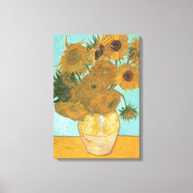 Vincent van Gogh - Vas med tolv solblommor Canvastryck (Framsida)
