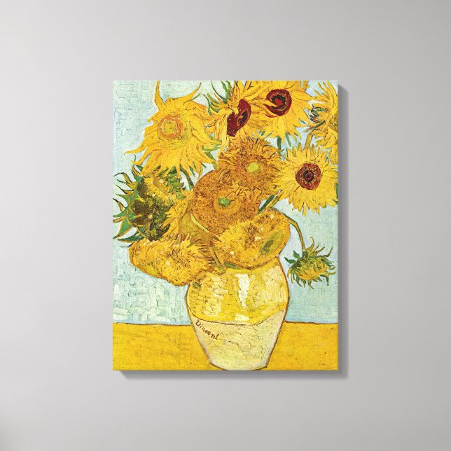 Vincent Van Gogh - Vas med tolv solblommor Canvastryck (Framsida)