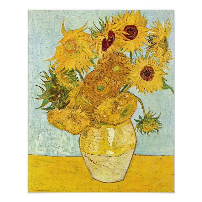 Vincent Van Gogh - Vas med tolv solblommor Fototryck (Framsidan)