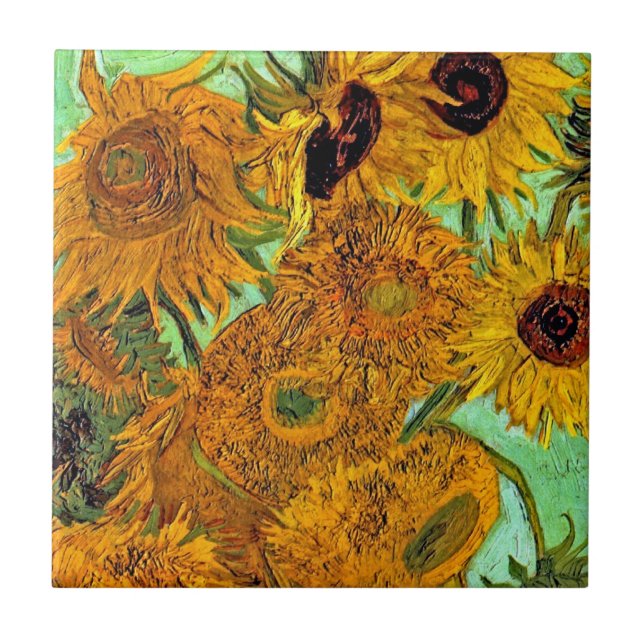 Vincent Van Gogh - Vas med tolv solblommor Kakelplatta (Framsidan)