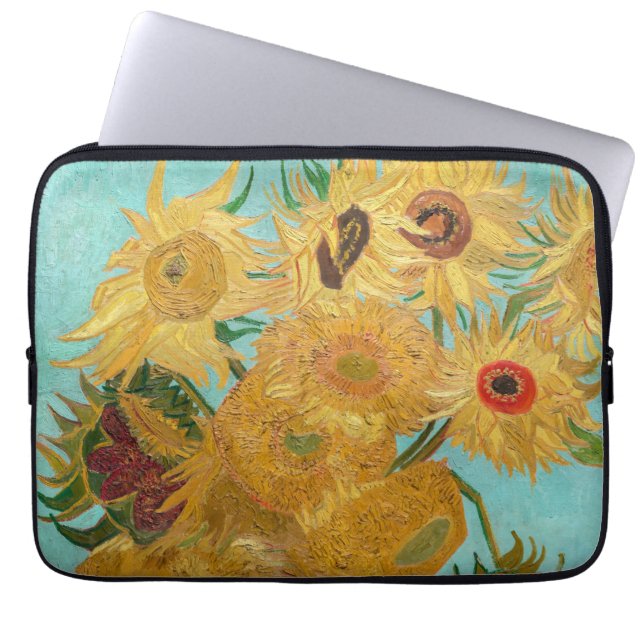 Vincent Van Gogh - Vas med tolv solblommor Laptop Fodral (Framsidan)
