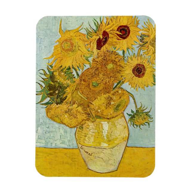 Vincent Van Gogh - Vas med tolv solblommor Magnet (Vertikal)