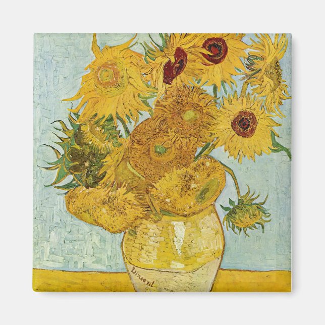 Vincent Van Gogh - Vas med tolv solblommor Magnet (Framsidan)