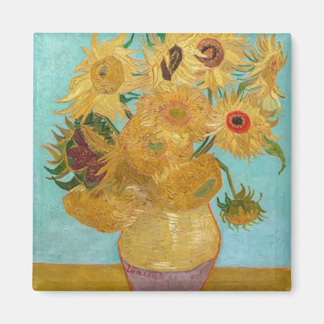 Vincent Van Gogh - Vas med tolv solblommor Magnet (Framsidan)