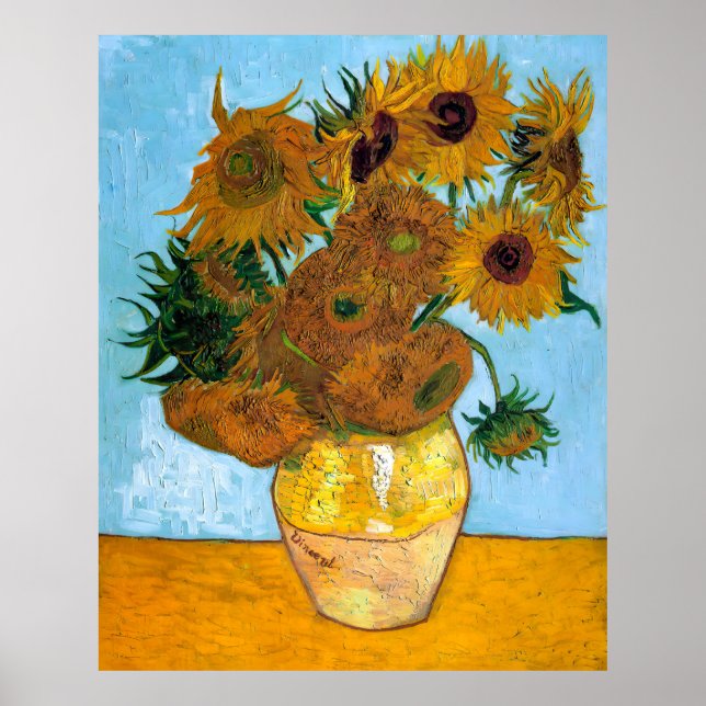 Vincent van Gogh, Vas med tolv solblommor Poster (Framsidan)