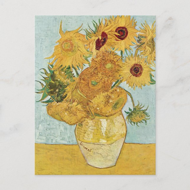 Vincent van Gogh Vas med tolv solblommor Vykort (Framsida)