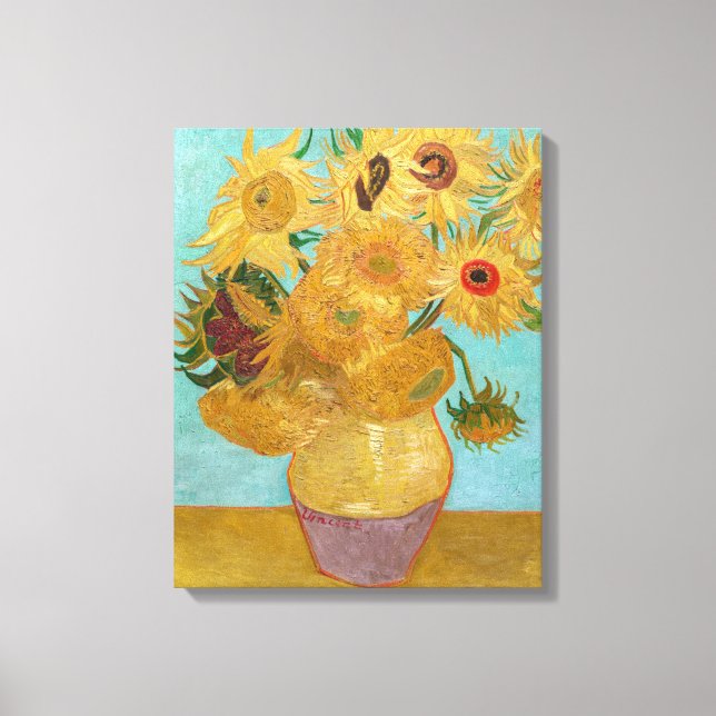 Vincent Van Gogh - Vas med tolv solrosor Canvastryck (Framsida)