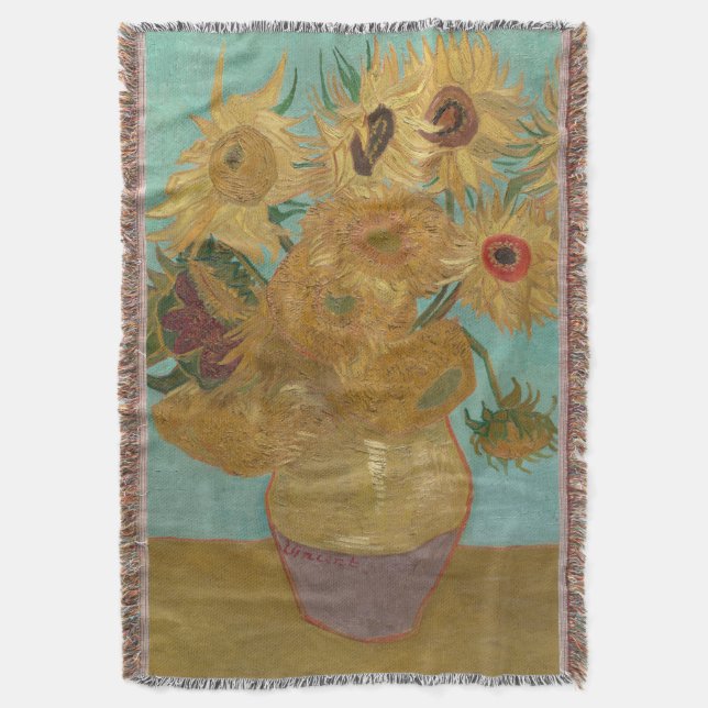 Vincent van Gogh - Vas med tolv solrosor Filt (Framsidan Vertikal)