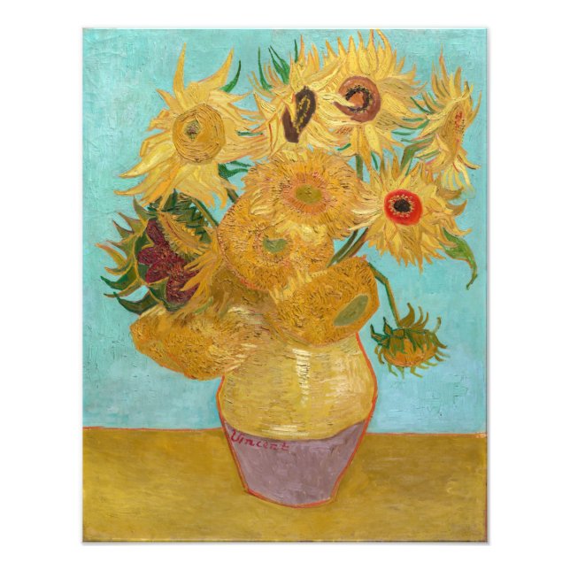 Vincent Van Gogh - Vas med tolv solrosor Fototryck (Framsidan)