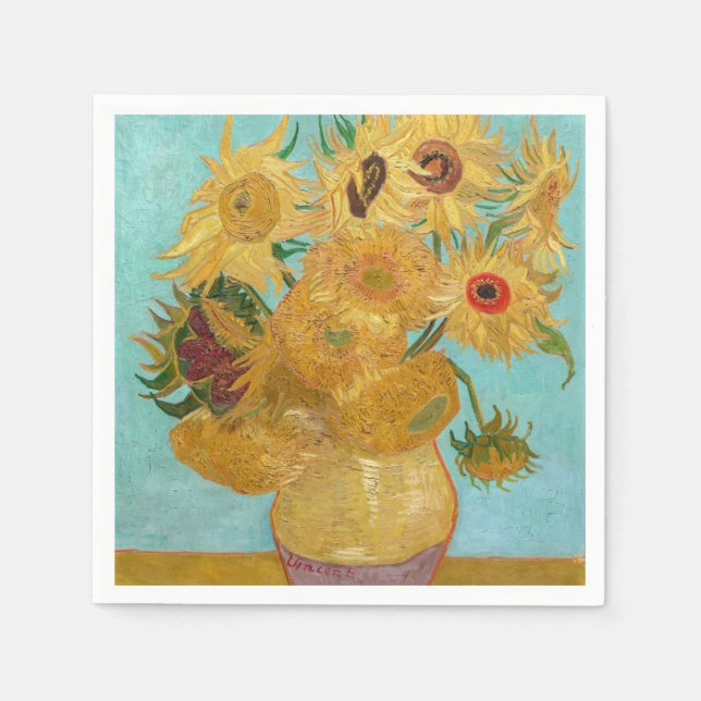 Vincent Van Gogh - Vas med tolv solrosor Pappersservett (Framsidan)