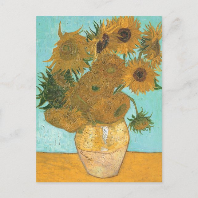 Vincent van Gogh - Vas med tolv solrosor Vykort (Framsida)