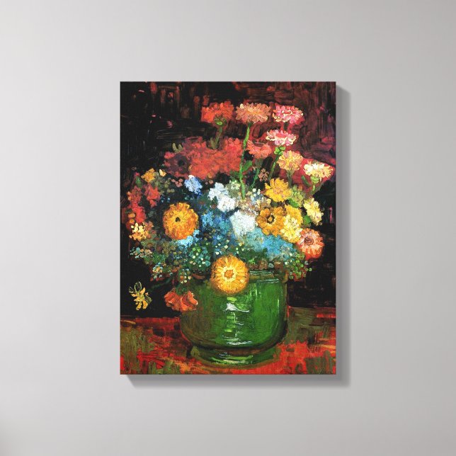 Vincent Van Gogh - Vas med Zinnia Konstverk Canvastryck (Framsida)