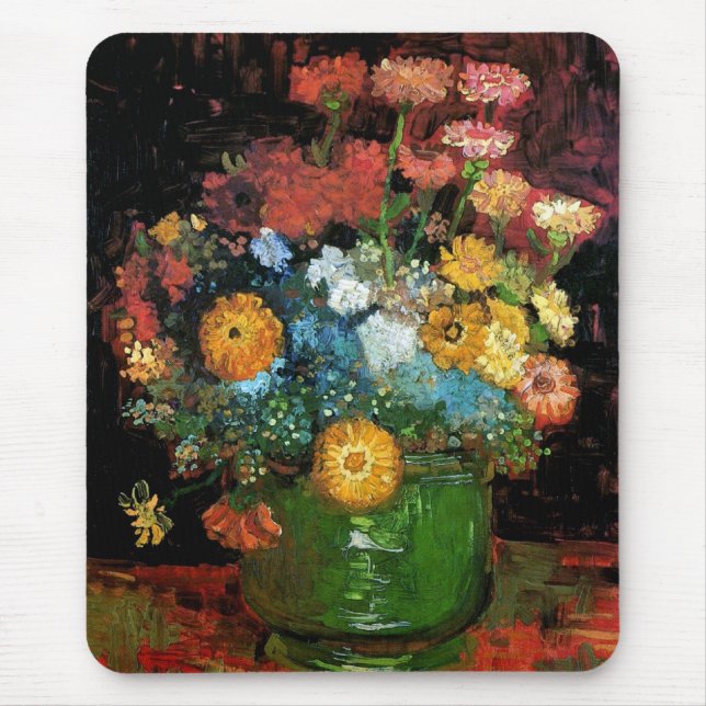 Vincent Van Gogh - Vas med Zinnia Konstverk Musmatta (Framsidan)