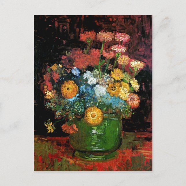 Vincent Van Gogh - Vas med Zinnia Konstverk Vykort (Framsida)