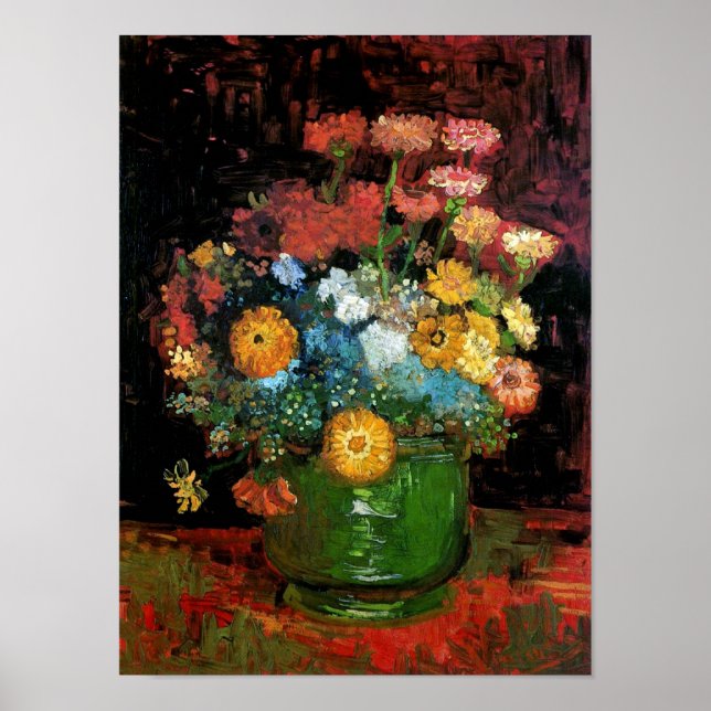 Vincent Van Gogh - Vas med Zinnias Fine Art Poster (Framsidan)