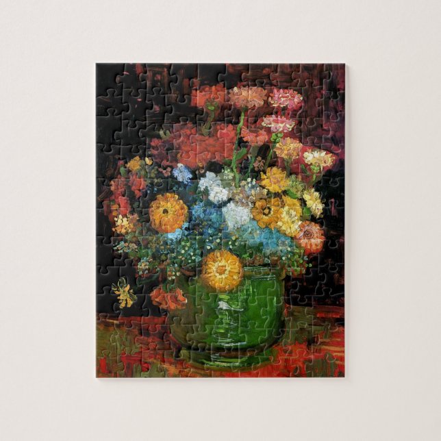 Vincent Van Gogh - Vas med Zinnias Fine Art Pussel (Vertikal)