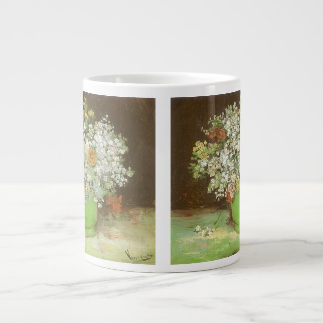 Vincent van Gogh - Vas med Zinnias och blommor Jumbo Mugg (Framsidan)