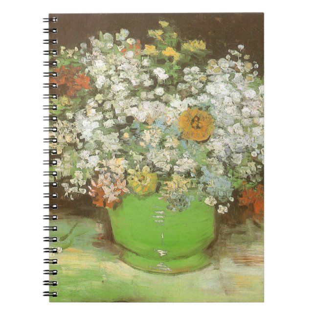 Vincent van Gogh - Vas med Zinnias och Flowers Anteckningsbok Med Spiral (Framsidan)