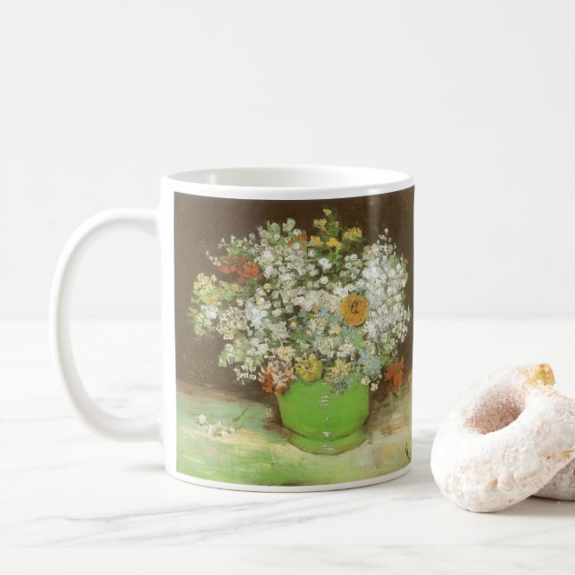 Vincent van Gogh - Vas med Zinnias och Flowers Kaffemugg (Med munk)