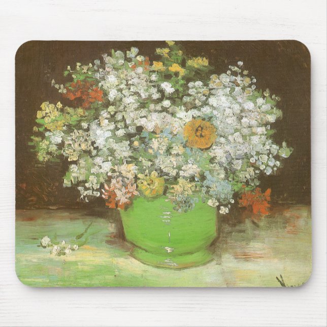 Vincent van Gogh - Vas med Zinnias och Flowers Musmatta (Framsidan)