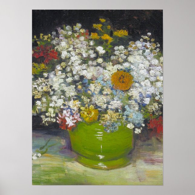 Vincent Van Gogh - Vas med Zinnias Poster (Framsidan)