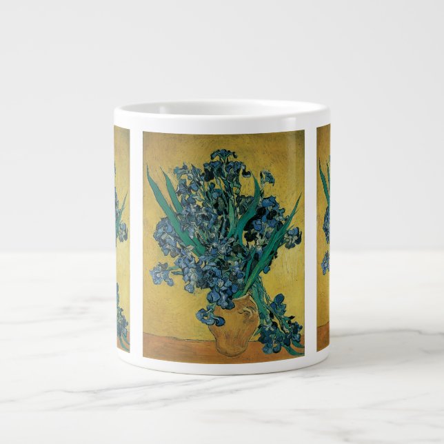 Vincent van Gogh - Vas w Irises Gult Background Jumbo Mugg (Framsidan)