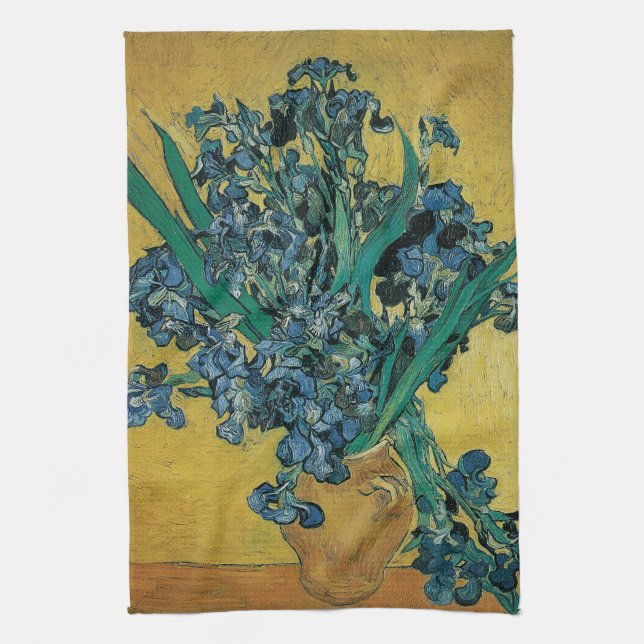 Vincent van Gogh - Vas w Irises Gult Background Kökshandduk (Vertikal)