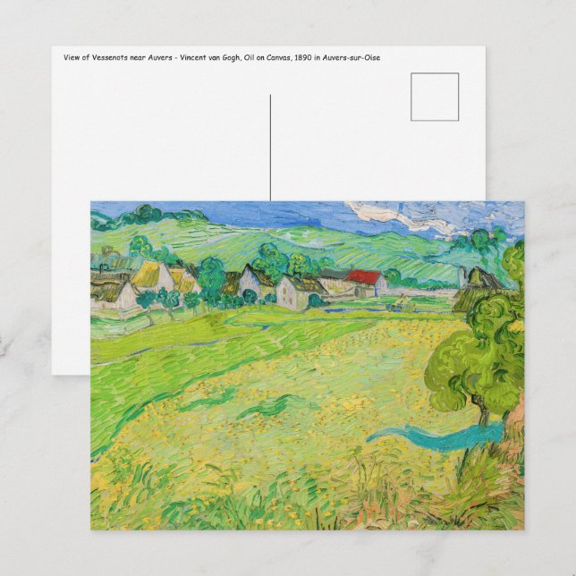 Vincent van Gogh - Vessenots syn nära Auvers Vykort (Fram/baksida)