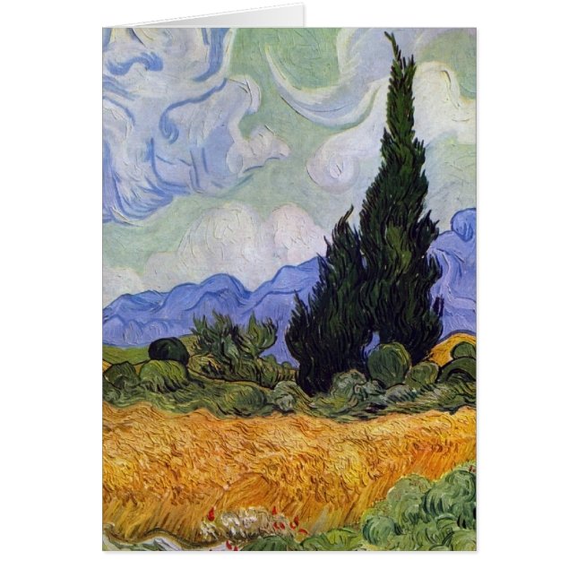 Vincent Van Gogh - vetefält med Cypresses Hälsningskort (Framsidan)