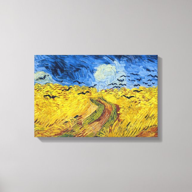 Vincent van Gogh - Vetefält med kråkor Canvastryck (Framsida)