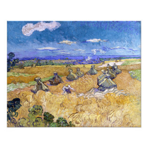 Vincent van Gogh - Vetehögar med skördare Fototryck