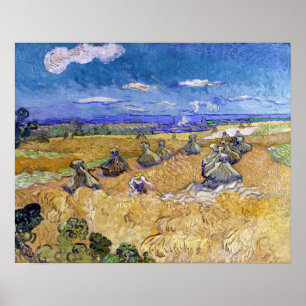 Vincent van Gogh - Vetehögar med skördare Poster