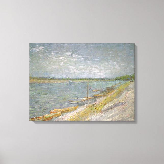Vincent van Gogh - View of a River Boats Canvastryck (Framsida)