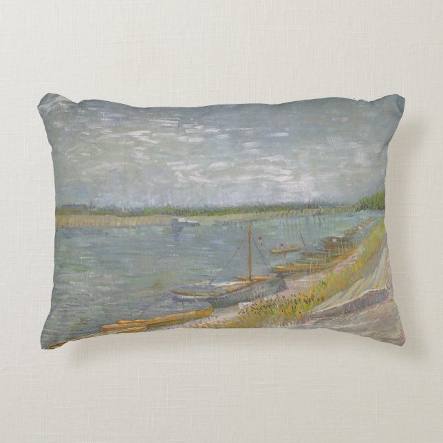 Vincent van Gogh - View of a River Boats Prydnadskudde (Framsidan)