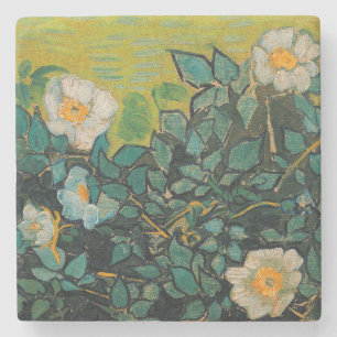 Vincent Van Gogh Vild Ro Vintage Blommigt Art Underlägg Sten