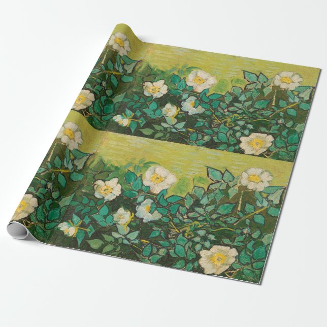 Vincent Van Gogh Vilda Rosor Finkonst Presentpapper (Utrullad)